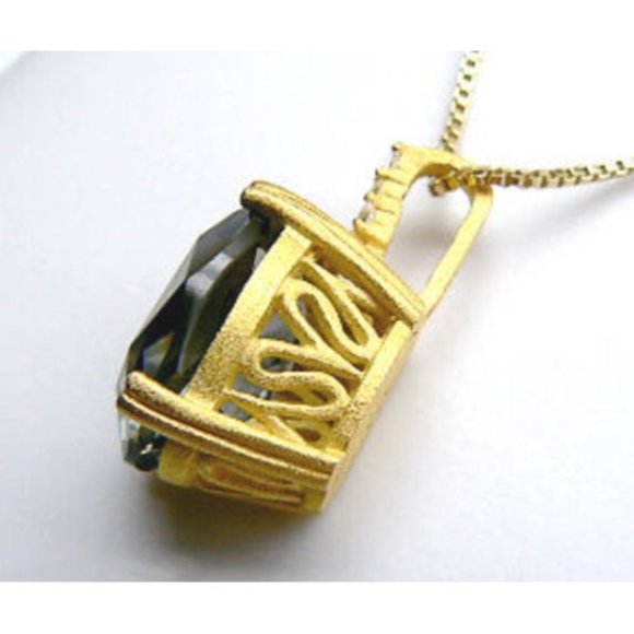 VERA WANG 18K Gold over SILVER Gray Solitaire  Necklace - Picture 8 of 13